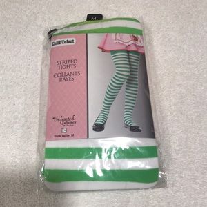 NIP green/white costume tights Child size Medium
